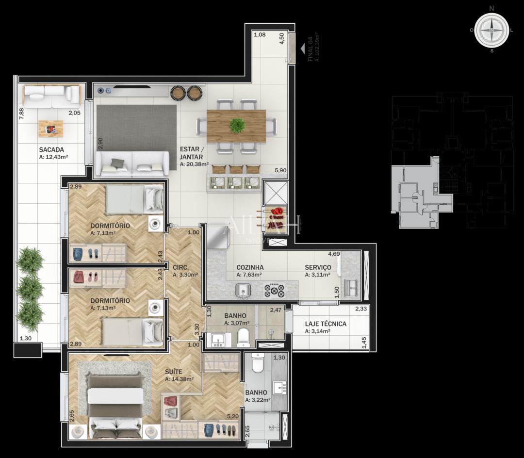 Apartamento, 3 quartos, 125 m² - Foto 2