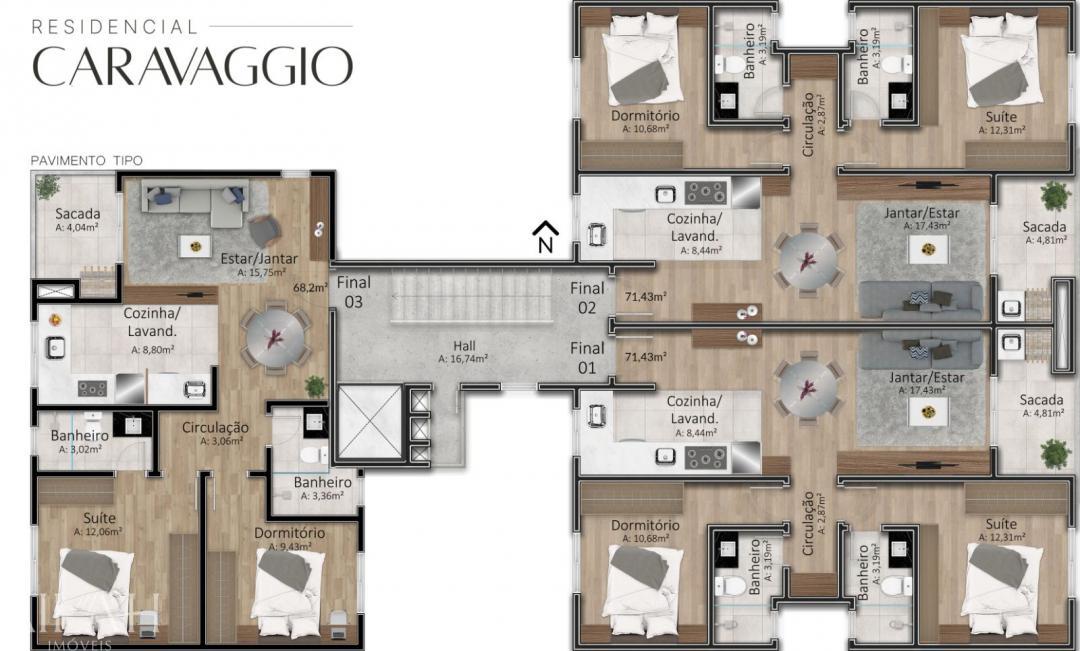 Apartamento, 2 quartos, 71 m² - Foto 2