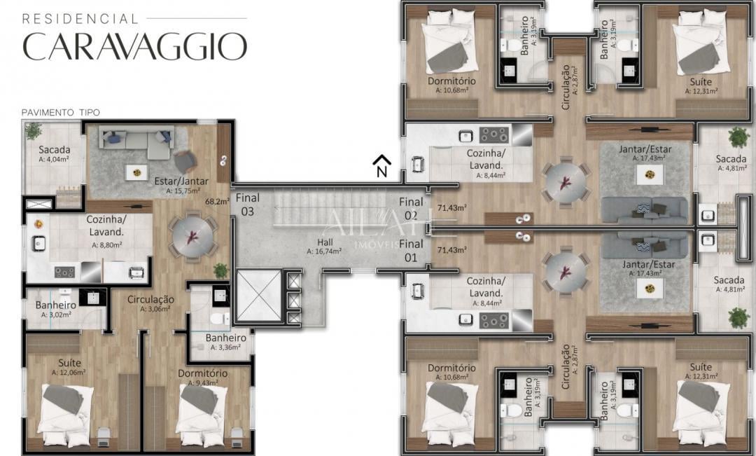 Apartamento, 2 quartos, 71 m² - Foto 2