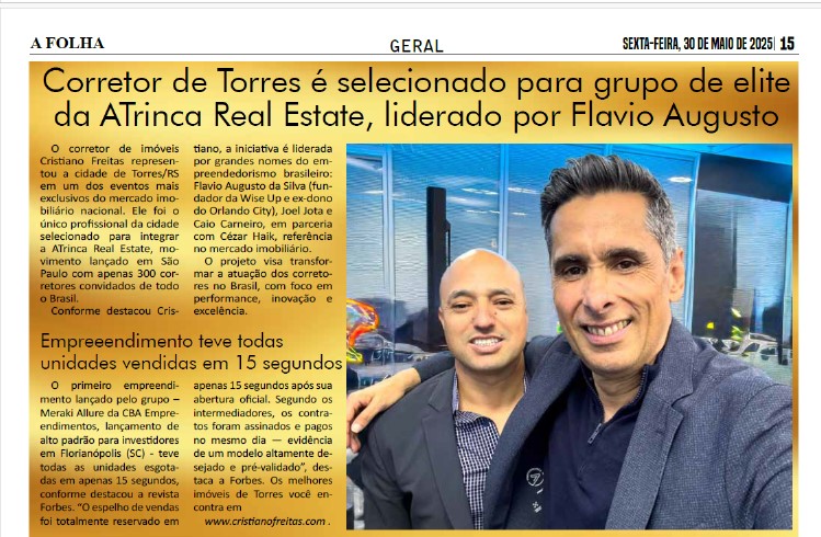 Cristiano Freitas participa do lançamento da ATrinca Real Estate ao lado de Flavio Augusto