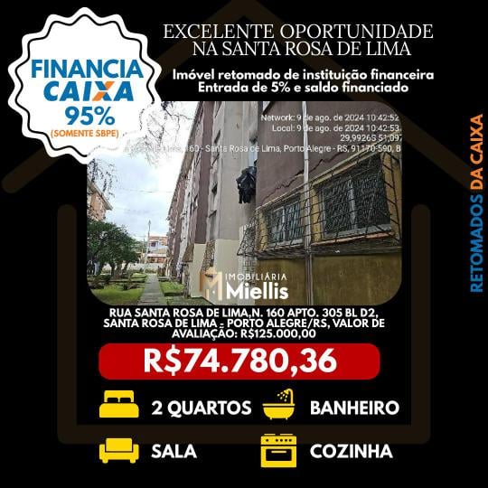 Retomados CAIXA à venda no bairro Santa Rosa de Lima, Porto Alegre, Referencia: 57580843