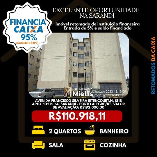 Retomados CAIXA à venda no bairro SARANDI, Porto Alegre, Referencia: 57580844