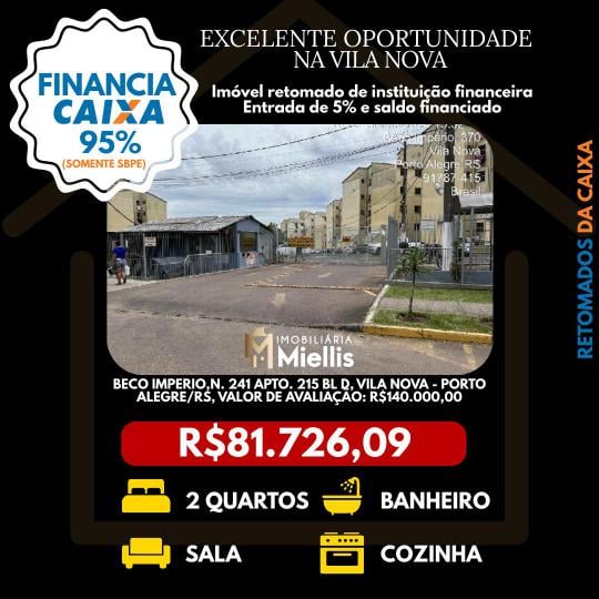 Retomados CAIXA à venda no bairro VILA NOVA, Porto Alegre, Referencia: 57580846