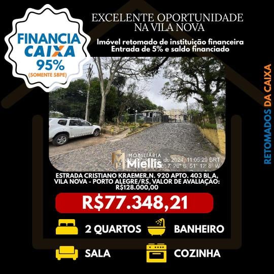 Retomados CAIXA à venda no bairro VILA NOVA, Porto Alegre, Referencia: 57580847