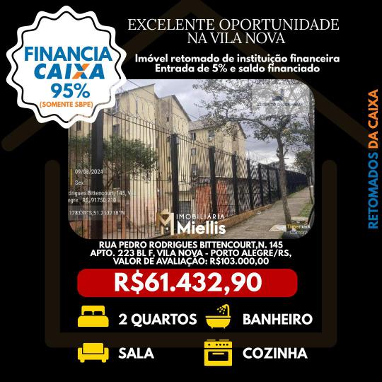 Retomados CAIXA à venda no bairro VILA NOVA, Porto Alegre, Referencia: 57580848